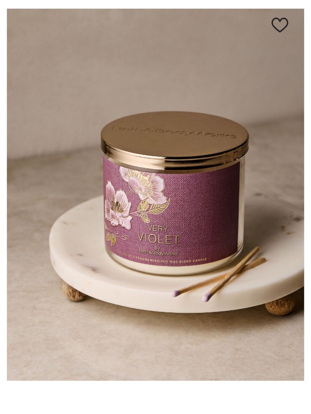 🌺Bath & Body Works Very Violet Scented Candle - Purple with Gold Lid🌺